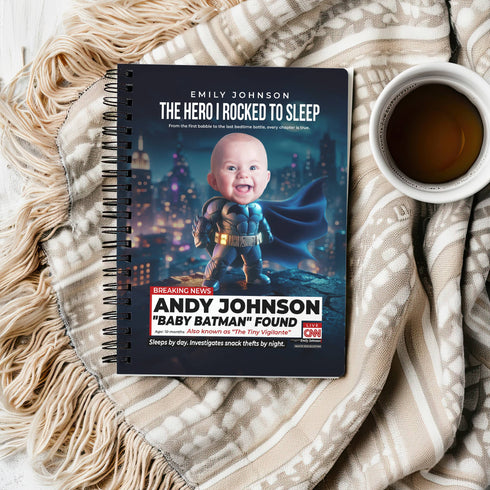 Personalized Baby Batman Notebook – Custom Superhero Journal with Photo & Name